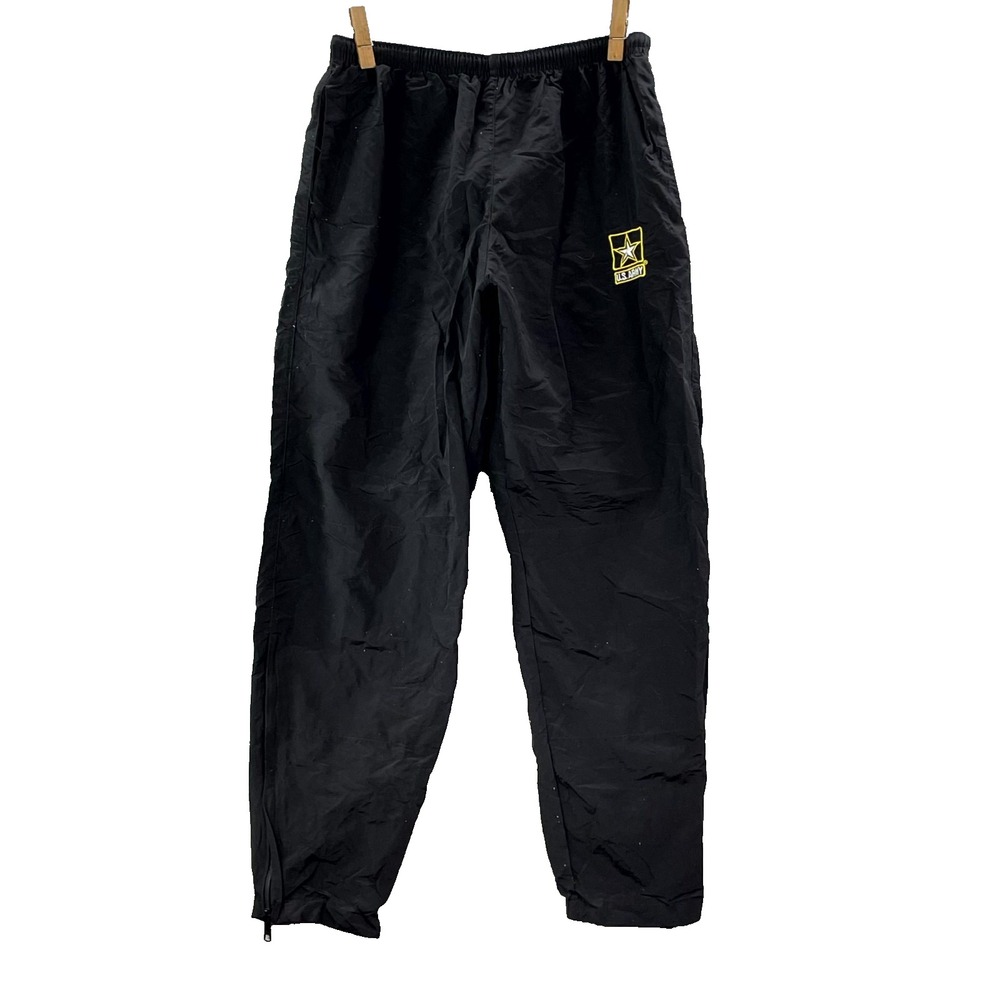 US Army Track Pants Mens 32x31* Black High Rise Ankle Zip Windbreaker Athletic